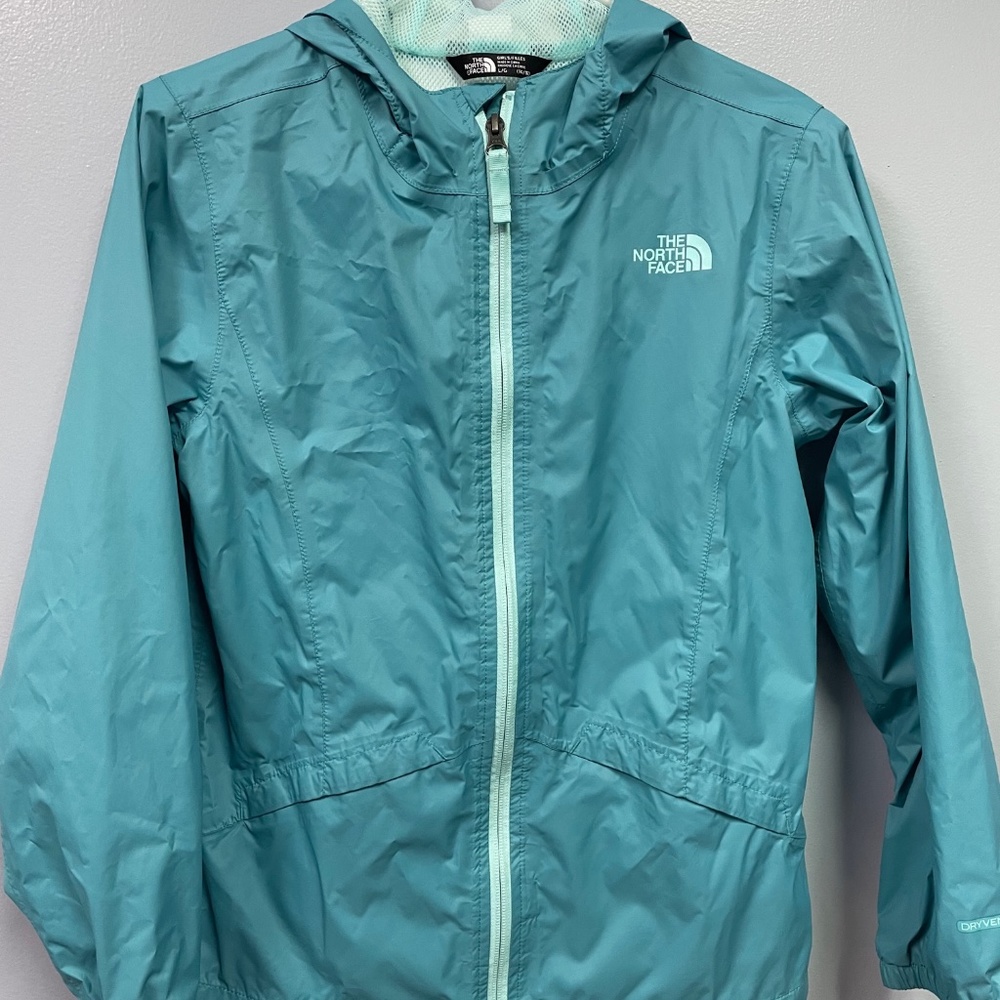 The North Face Girls Large (14/16) Jacket, Lightweight Teal Rain Coat